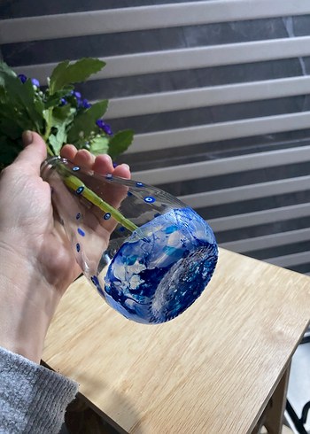 Mavi Nazar Boncuklu Cam Vazo - Görsel 5