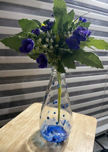 Mavi Nazar Boncuklu Cam Vazo - Görsel 4