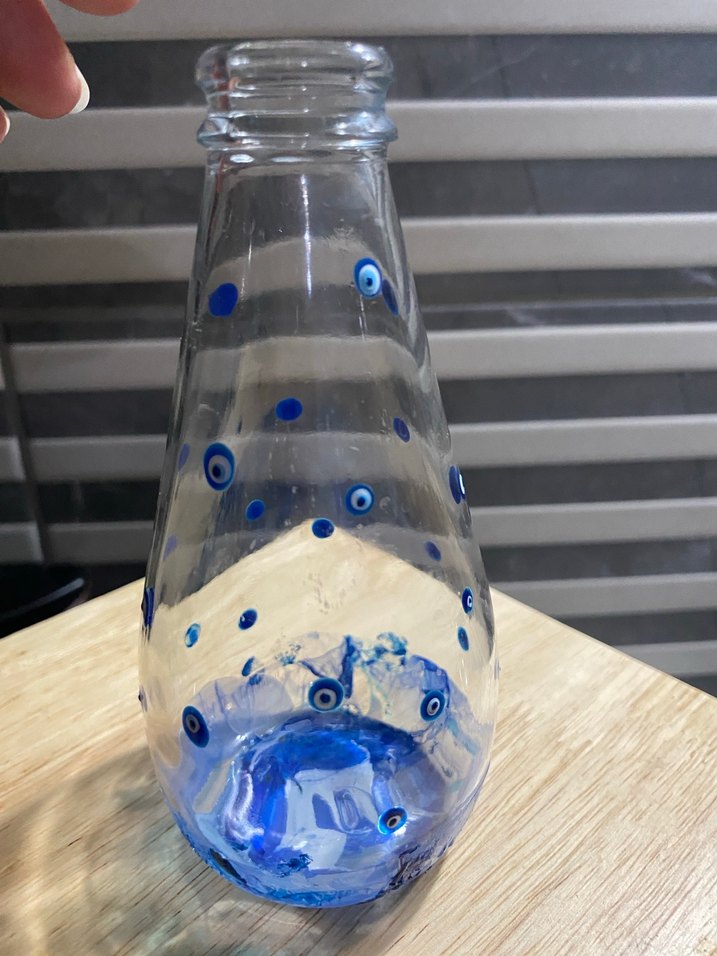 Mavi Nazar Boncuklu Cam Vazo - Görsel 2