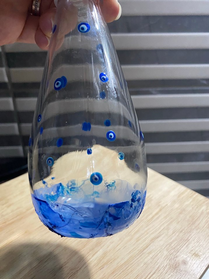 Mavi Nazar Boncuklu Cam Vazo - Görsel 3