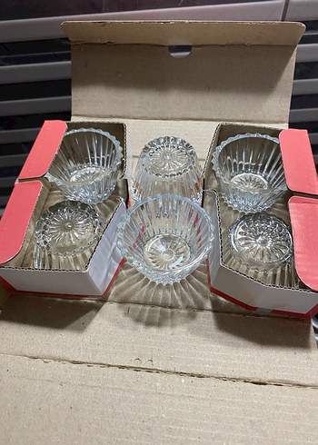 Altı Parça Kırmızı Kutulu Cam reçellik lokumluk - Görsel 2