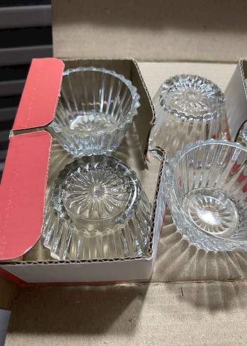 Altı Parça Kırmızı Kutulu Cam reçellik lokumluk - Görsel 4