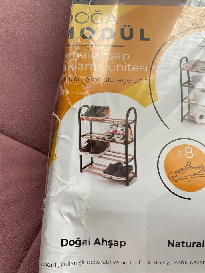 4 Katlı Doğal Ahşap Çok Amaçlı Raf - Görsel 3