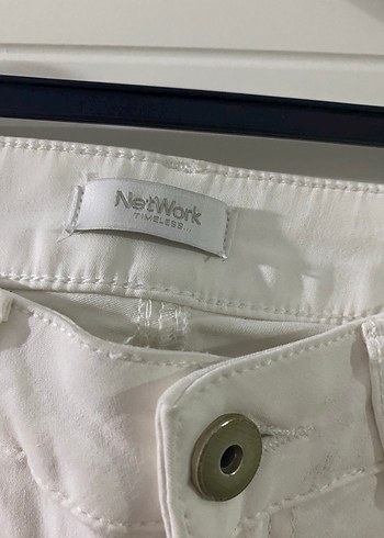 Beyaz Kadın Midi Kot Pantolon - Görsel 2