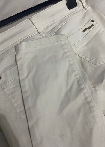 Beyaz Kadın Midi Kot Pantolon - Görsel 4