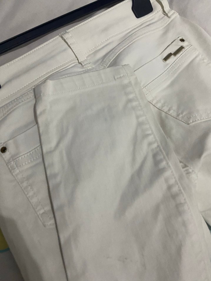 Beyaz Kadın Midi Kot Pantolon - Görsel 4