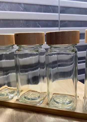 Bambu Kapaklı Cam Baharatlık Seti - Görsel 2