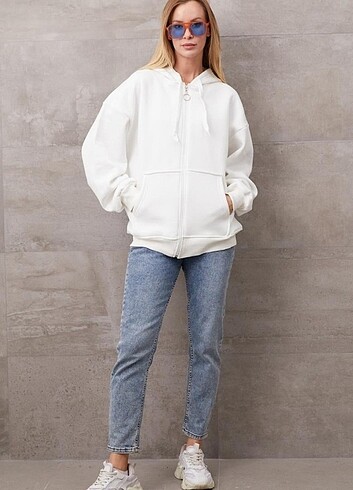 Bayan Kapüşonlu Oversize Sweatshirt 
