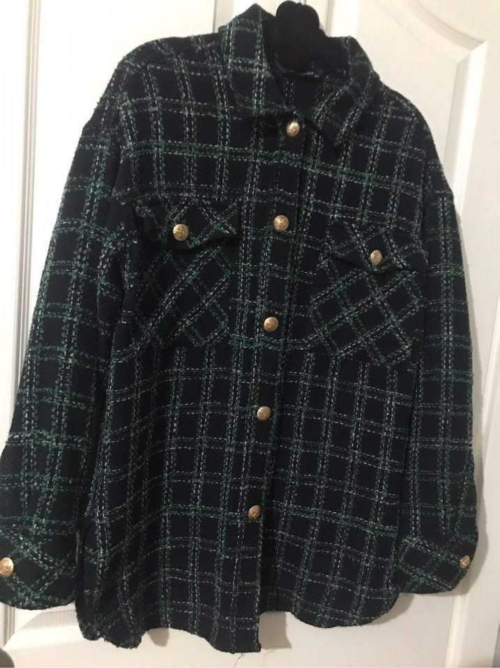 Düğmeli Uzun Kollu Yeşil Kadın Gömlek - Görsel 2