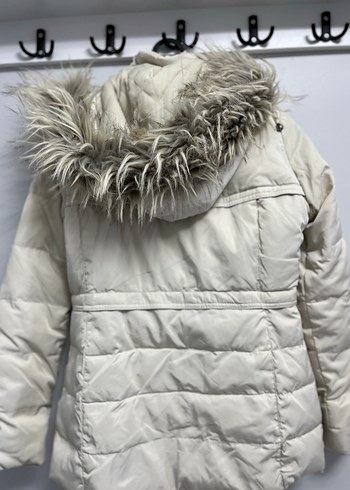 Kadın Krem Midi Kışlık Kürklü Mont - Görsel 7