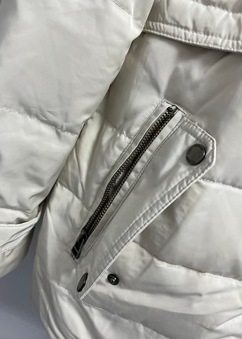 Kadın Krem Midi Kışlık Kürklü Mont - Görsel 3