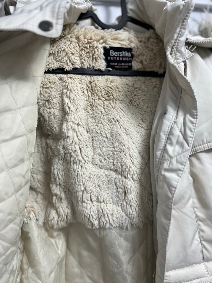 Kadın Krem Midi Kışlık Kürklü Mont - Görsel 5