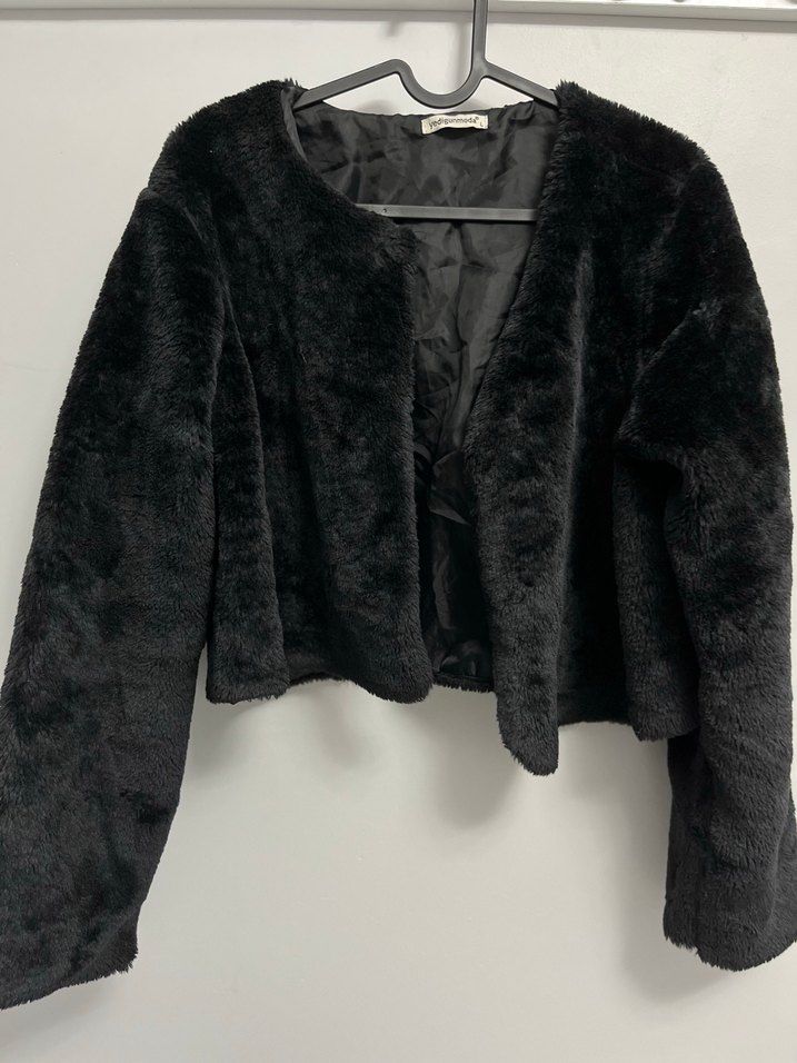 Siyah Kadın Kürk Detaylı Midi Ceket - Görsel 2