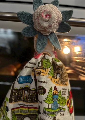 Çiçek Desenli Havlu Askısı - Görsel 2