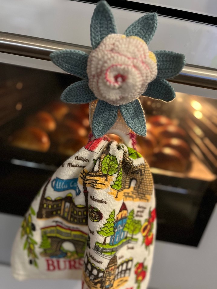 Çiçek Desenli Havlu Askısı - Görsel 3