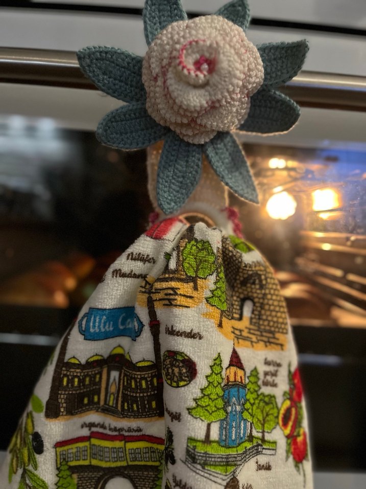 Çiçek Desenli Havlu Askısı - Görsel 2