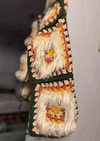 Bohem Çok Renkli Örgü Kadın Hırka - Görsel 5