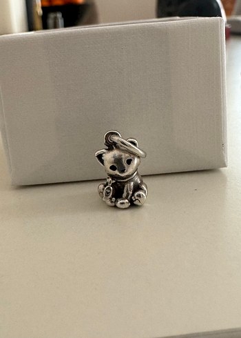 Gri Sevimli Kedi Figürlü Kadın Charm - Görsel 2