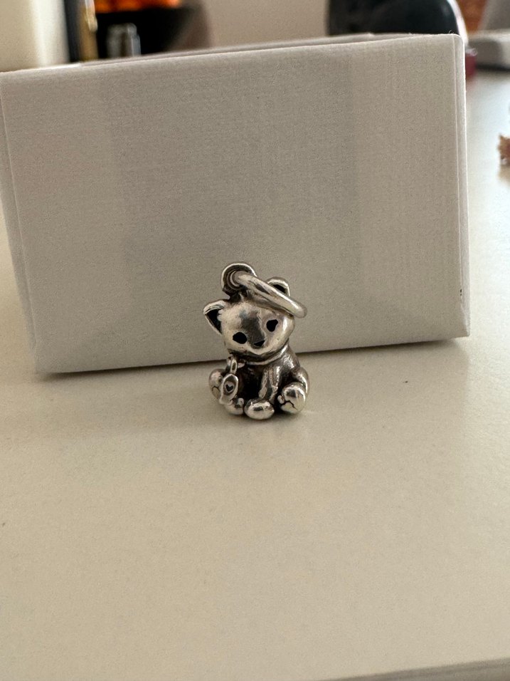 Gri Sevimli Kedi Figürlü Kadın Charm - Görsel 2