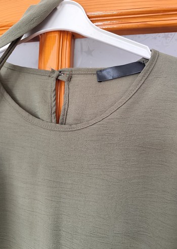 Kadın Haki Uzun Keten Elbise - Görsel 4