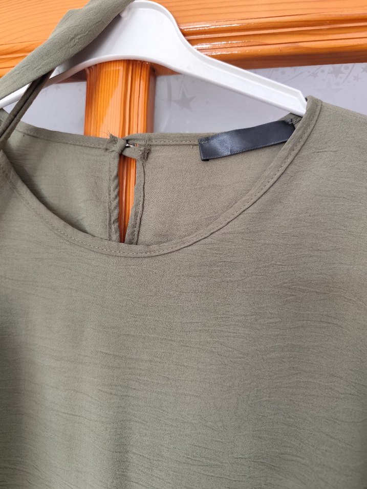 Kadın Haki Uzun Keten Elbise - Görsel 4