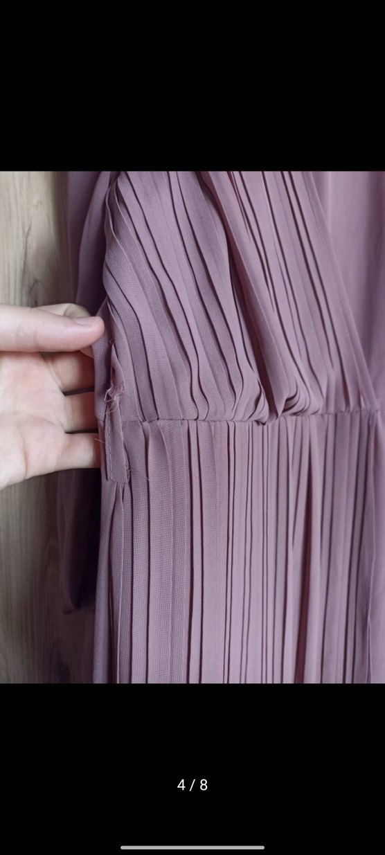 Kadın şifon Kemerli Piliseli Uzun Elbise - Görsel 4