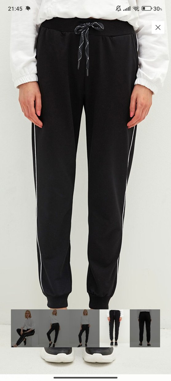 Kadın Siyah Yan Şeritli Kumaş Pantolon - Görsel 4