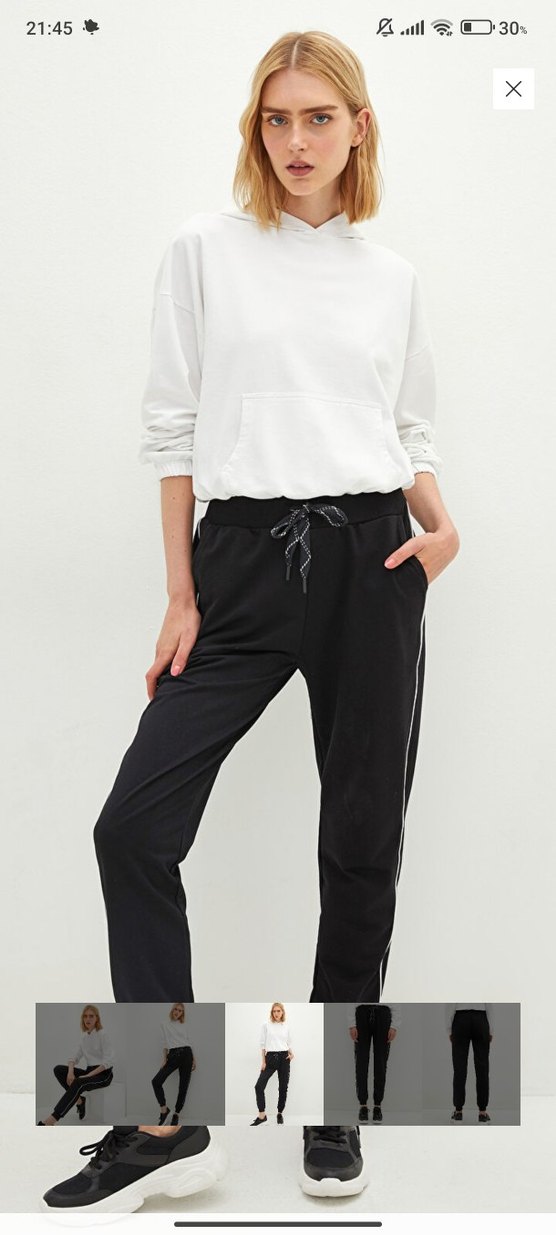 Kadın Siyah Yan Şeritli Kumaş Pantolon - Görsel 3