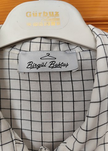 Ekoseli Düğmeli Kadın Keten Gömlek - Görsel 3