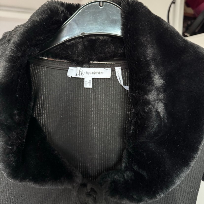 Koton yakası Kürklü ceket - Görsel 3