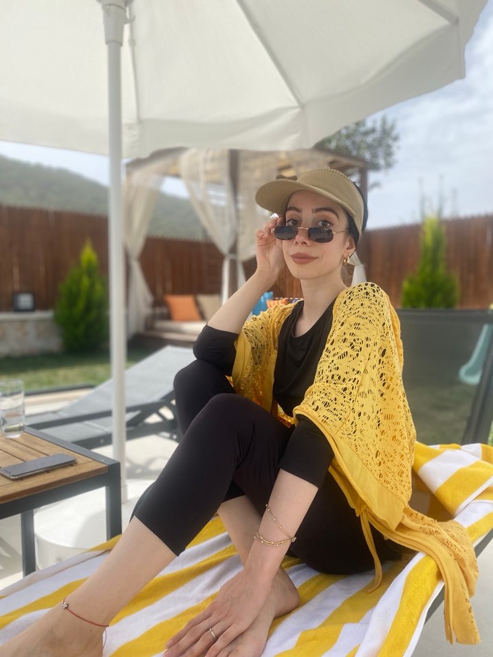 Bohem Tarz Uzun Kollu Mini Bağlama Desenli Mayo haşema - Görsel 2