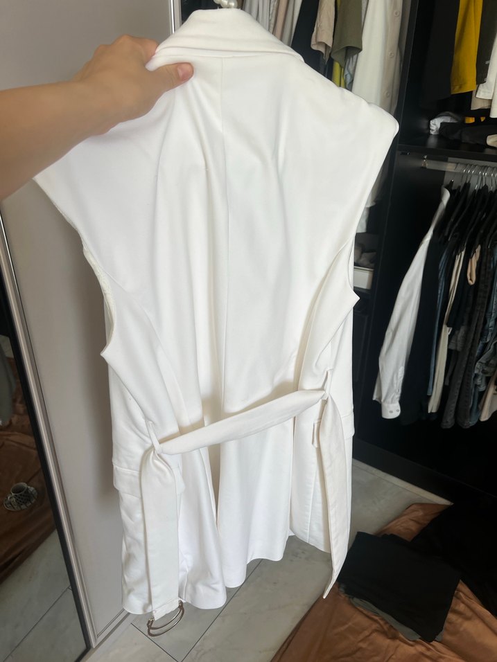 Zara Beyaz Kolsuz blazer elbise - Görsel 2