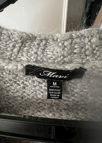 Gri V Yaka Örgü Kadın Hırka - Görsel 2