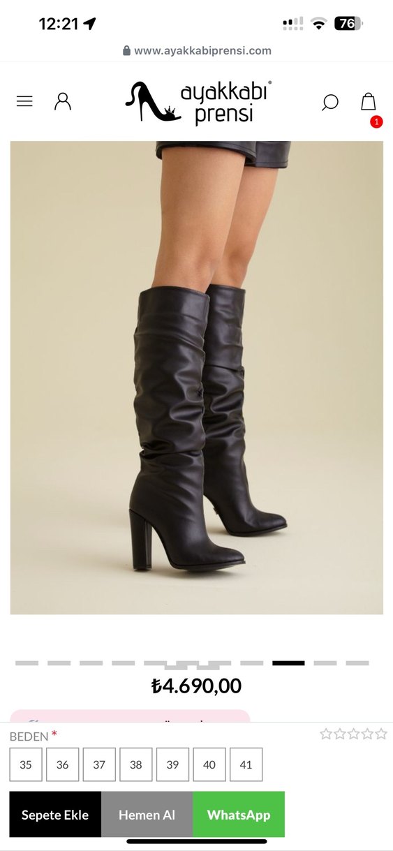 Ayakkabı prensi Deri Siyah Pilili Dizüstü Çizme Topuklu - Görsel 2