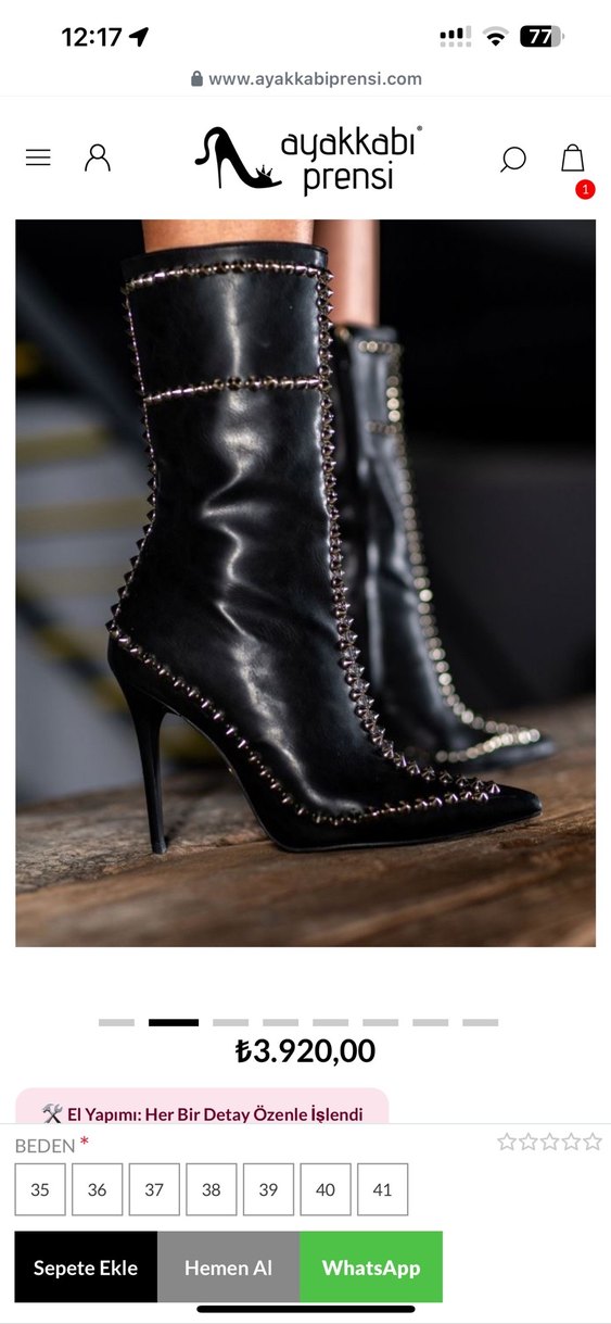 Ayakkabı prensi Sivri Burunlu Siyah Deri Çizme - Görsel 3