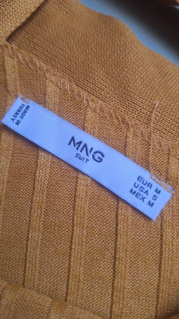 Hardal rengi Triko Kolsuz Boğazlı Kadın Atlet - Görsel 2