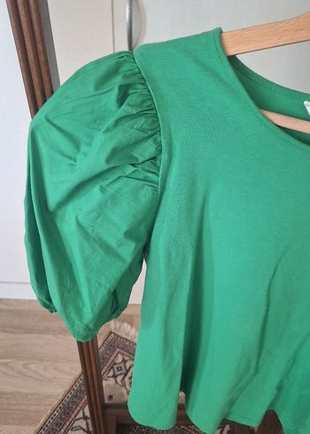 Yeşil Kısa  Balon Kollu  Bluz - Görsel 2