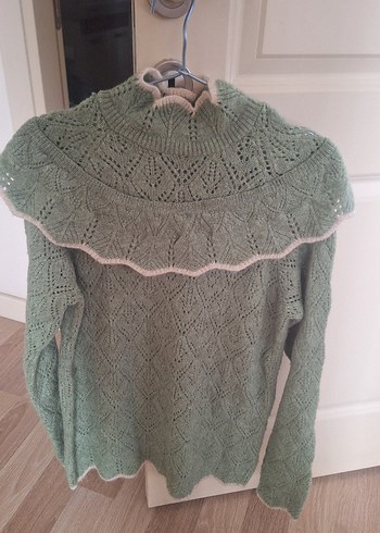 Bianco Lucci yeşil Örgü Bohem Kadın Kazak - Görsel 2