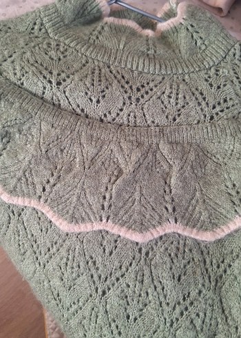 Bianco Lucci yeşil Örgü Bohem Kadın Kazak - Görsel 4