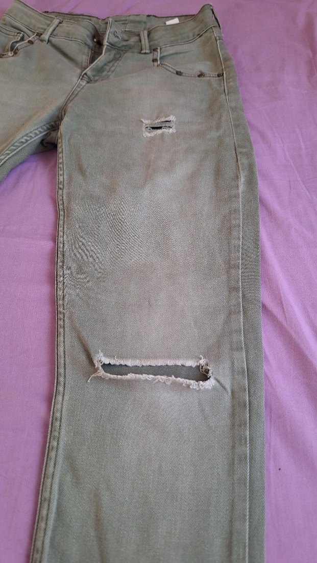 Yesil Loose Fit Midi Kadın Kot Pantolon - Görsel 2