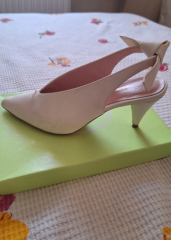 Bej Stiletto Topuklu Kadın Abiye Ayakkabı (kırık beyaz) - Görsel 5