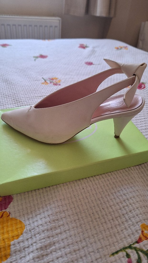 Bej Stiletto Topuklu Kadın Abiye Ayakkabı (kırık beyaz) - Görsel 5