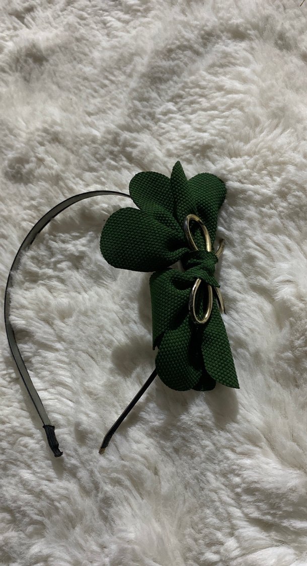 Kadın Yeşil Fiyonklu Saç Aksesuarı - Görsel 2