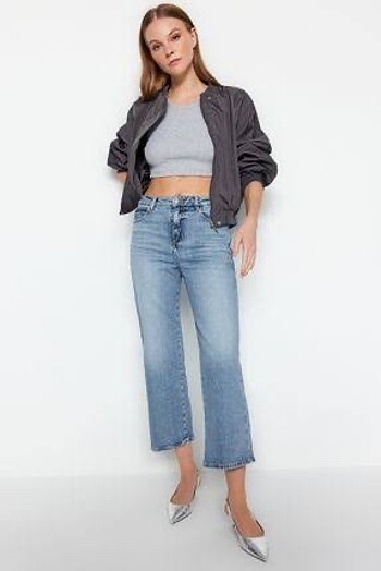 s Beden Trendyolmilla açık mavi yüksek bel crop straight jeans