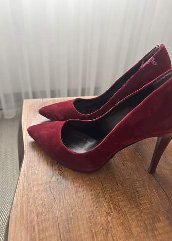 Bordo Süet Stiletto Topuklu Kadın Ayakkabı - Görsel 5