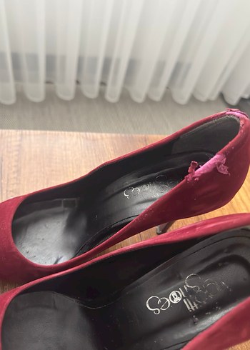 Bordo Süet Stiletto Topuklu Kadın Ayakkabı - Görsel 7