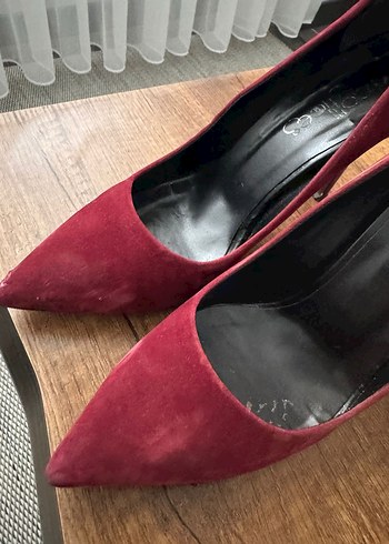 Bordo Süet Stiletto Topuklu Kadın Ayakkabı - Görsel 6
