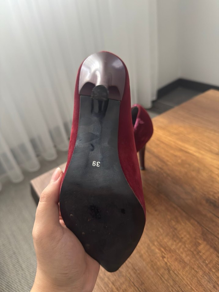 Bordo Süet Stiletto Topuklu Kadın Ayakkabı - Görsel 2