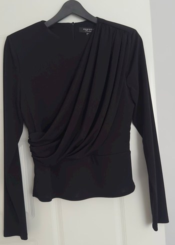 Manuka Kadın Siyah Pilili Uzun Kollu Bluz - Görsel 2