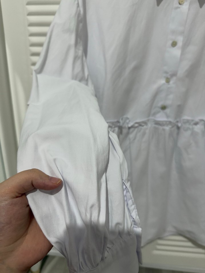 Düğmeli Beyaz Kadın Gömlek - Görsel 5
